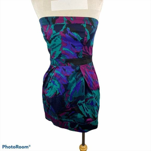 French Connection Strapless Dress - Blue, Purple, Green